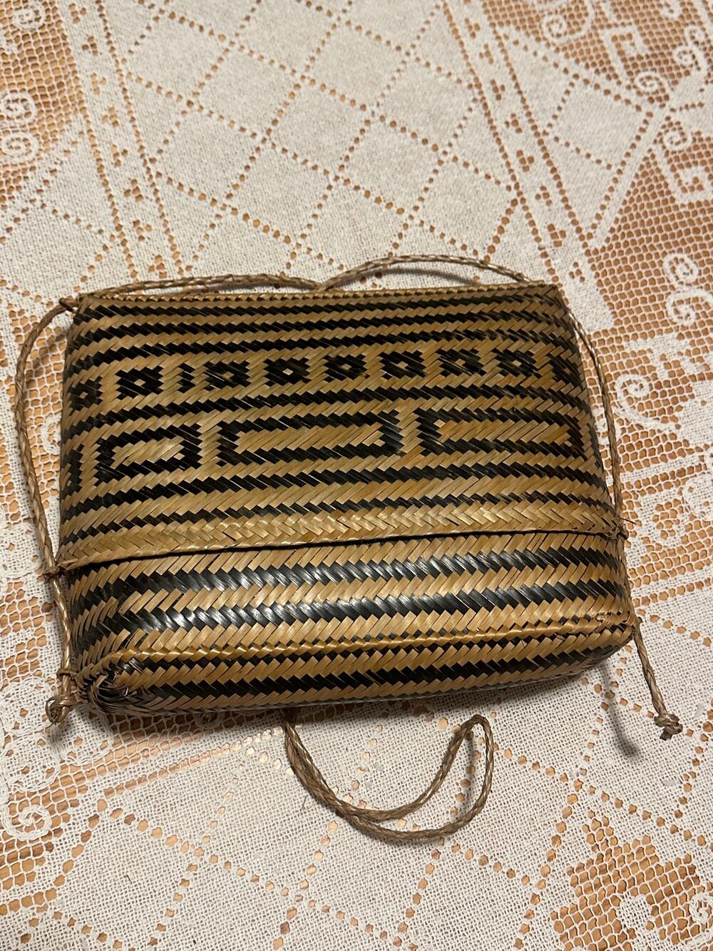 Tiruray Tribe Hand Woven Bamboo Box Purse Wallet Set Philippines Tribal Boho